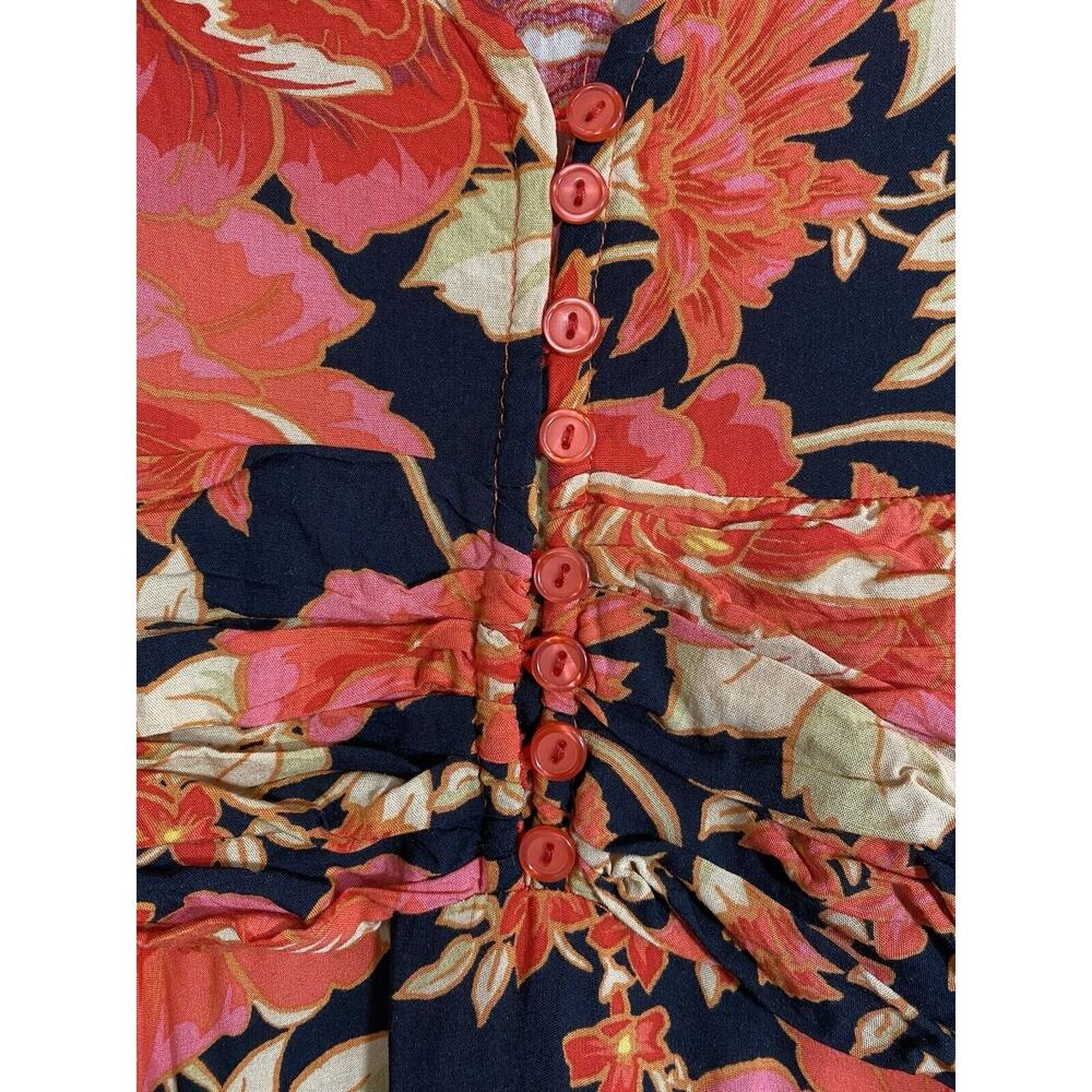 Abel the Label Vivid Dream Dress Womens XS Red Black Floral Ruffle Sleeve Maxi - Picture 6 of 10
